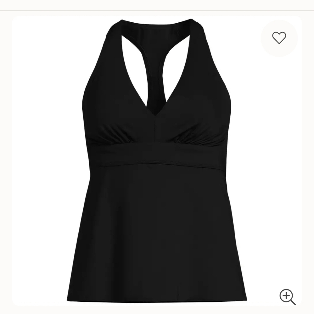 Land's End Women's V-Neck Racerback Flutter Tankini Black Size 14